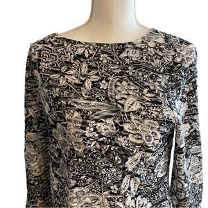 Coldwater Creek Black White Knit Top Size Medium NWT